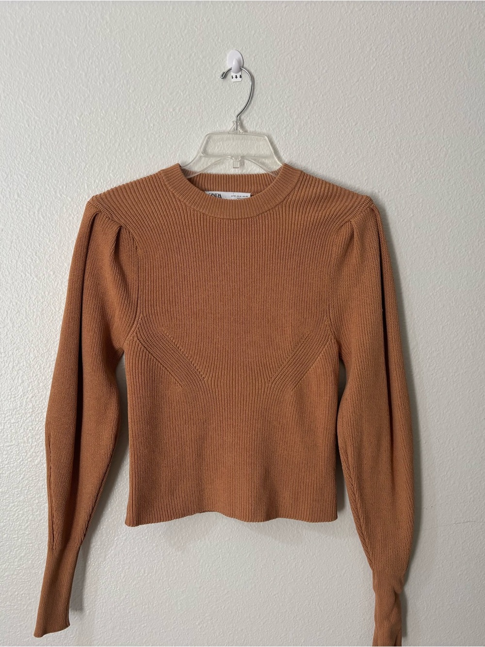 Zara Ribbed Long-Sleeve Knit Top